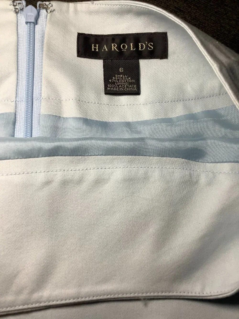 Harold's light blue two-piece skirt set